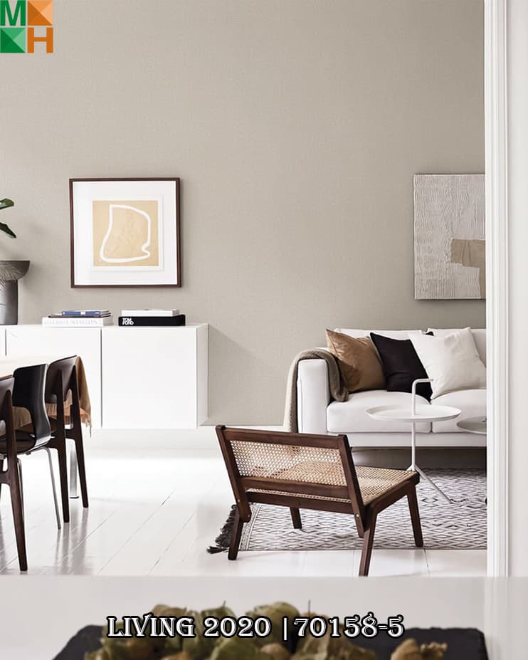  Giấy dán tường Hàn Quốc 70158 tông màu trắng, xám, xám xanh, be.